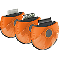 Pet Life 'Axler' Orange Triple Rotating Rake Deshedder and Dematting Grooming Pet Comb