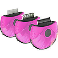 Pet Life 'Axler' Pink Triple Rotating Rake Deshedder and Dematting Grooming Pet Comb