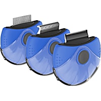 Pet Life 'Axler' Blue Triple Rotating Rake Deshedder and Dematting Grooming Pet Comb