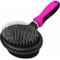 Pet Life Flex Series Pink 2-in-1 Dual-Sided Slicker and Bristle Grooming Pet Brush