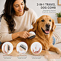 Pet Life 'LYNX' Brown 2-in-1 Travel Connecting Grooming Pet Comb and Deshedder