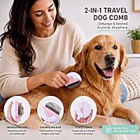 Pet Life 'LYNX' Pink 2-in-1 Travel Connecting Grooming Pet Comb and Deshedder