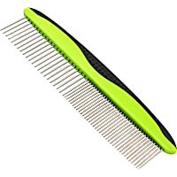 Pet Life Grip Ease' Green Wide and Narrow Tooth Grooming Pet Comb