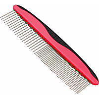 Pet Life Grip Ease' Red Wide and Narrow Tooth Grooming Pet Comb