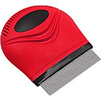Pet Life 'Grazer' Red Handheld Travel Grooming Cat and Dog Flea and Tick Comb