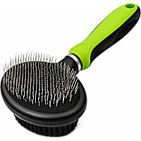 Pet Life Flex Series Green 2-in-1 Dual-Sided Slicker and Bristle Grooming Pet Brush