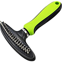 Pet Life Flex Series Green Dual-Row Grooming Rake Pet Comb