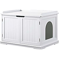 UniPaws Cat Washroom Storage Bench White