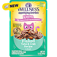 Wellness Appetizing Entrees Protein-Rich, Grain Free Tuna & Crab Recipe Kitten Flaked Wet Food