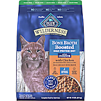 Blue Buffalo Wilderness Chicken Bone Broth Boosted High-Protein Diet, Grain-Free Dry Food for Adult Indoor Cats
