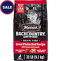 Merrick Backcountry Grain Free Dry Adult Dog Food Kibble with Freeze Dried Raw Pieces, Great Plains Red Recipe