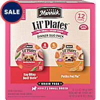 Merrick Lil' Plates Grain Free Beef and Chicken Dinner Duos Soft Natural Wet Small Dog Food Variety Pack