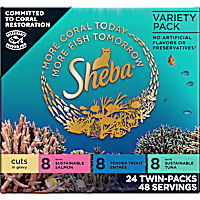 Sheba Perfect Portions Salmon, Tuna & Trout Wet Cat Food Cuts in Gravy Variety Pack