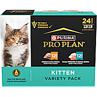 Purina Pro Plan Development Grain Free Chicken Liver and Ocean Whitefish Salmon Wet Kitten Food Variety Pack