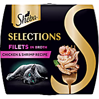 Sheba Selections Filets in Broth Cat Meal Complement Chicken & Shrimp Recipe