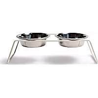 EveryYay Wire Metal Double Diner Bowls for Cats