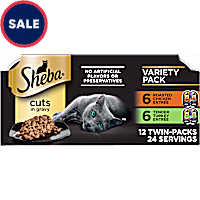 Sheba Perfect Portions Roasted Chicken & Tender Turkey Wet Cat Food Cuts in Gravy Variety Pack