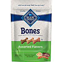 Blue Buffalo Bones Assorted Flavors Beef, Chicken, Bacon Small Natural Crunchy Dog Biscuit Treats