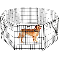 Pet Adobe 8 Panel Folding Metal Pet Playpen with Door