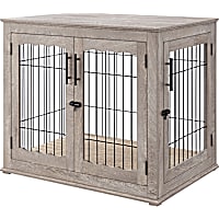 UniPaws End Table Dog Crate with Wire Dog & Bed