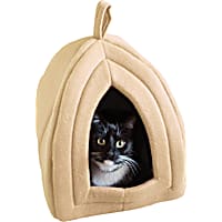 Pet Adobe Tan Soft Enclosed Igloo Tent Cat Bed