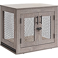 UniPaws Weathered Grey Dog Crate with Cushion and Tray
