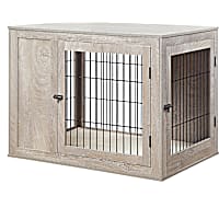 UniPaws Weathered Grey Wooden End Table Dog Crate