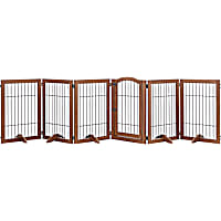 UniPaws Extra Wide 6 Panels Dog Gate in Walnut