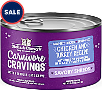 Stella & Chewy's Carnivore Cravings Savory Shreds Cage-Free Chicken & Turkey Recipe Wet Cat Food