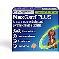 NexGard Plus Flea and Tick Protection Plus Heartworm Disease Preventive for Dogs 8.1 - 17 lbs. (Green)