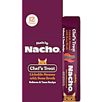 Made by Nacho Chef's Treat All Life Stages Cat Lickable Mousse with Bone Broth Salmon & Tuna Recipe
