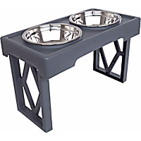 Pet Adobe Gray Adjustable Raised Dog Bowl Stand