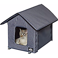 Pet Adobe Heated Cat House with Sherpa Pad
