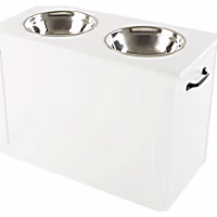 Pet Adobe White Elevated Dog Bowls with Storage