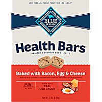Blue Buffalo Health Bars Oven-Baked with Natural Ingredients, Bacon, Egg & Cheese Mini Crunchy Dog Biscuits