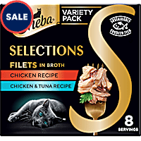 Sheba Selections Filets in Broth Cat Meal Complement Chicken or Tuna Recipe Variety Pack