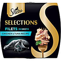 Sheba Selections Filets in Broth Cat Meal Complement Chicken & Tuna Recipe