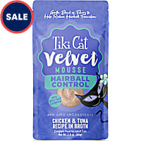Tiki Cat Velvet Mousse Hairball, Chicken & Tuna Recipe in Broth Wet Cat Food