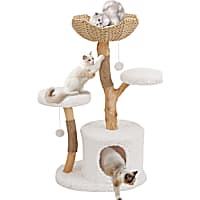 UniPaws Natural Wood Cat Tree with Dual Woven Baskets