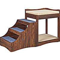 UniPaws Pet Bunk Bed with Removable step and Top Cushion