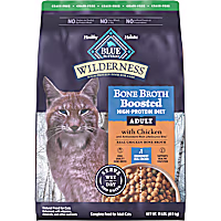 Blue Buffalo Wilderness Chicken Bone Broth Boosted High-Protein Diet, Grain-Free Dry Food for Adult Cats