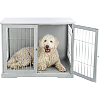 TRIXIE Grey Wooden Wire Crate Pet Home End Table