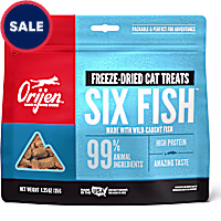 ORIJEN Grain Free High Protein Raw Animal Ingredients Six Fish Freeze Dried Cat Treats