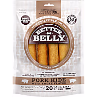 Better Belly Pork Hide Rolls With Smoke Flavor Small, Digestible Pork Hide For Dogs
