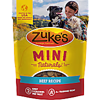 Zuke's Mini Naturals Bites With Beef Recipe Soft and Chewy Dog Treats For Training Pouch