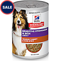 Hill's Science Diet Adult Sensitive Stomach & Sensitive Skin Tender Turkey & Rice Stew Canned Wet Dog Food