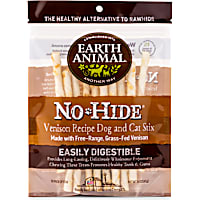 Earth Animal No-Hide Stix Venison Recipe Natural Long-Lasting Rawhide Alternative Dog & Cat Chews