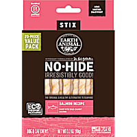 Earth Animal No-Hide Stix Salmon Recipe Natural Long-Lasting Rawhide Alternative Dog & Cat Chews