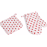 Petco Heart-Pattern Kitchen Mitt & Pad 2-Piece Set