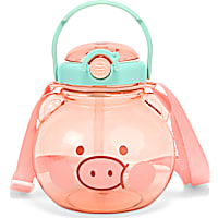 Petco Pig-Shaped Water Bottle with Straw and Carry Strap